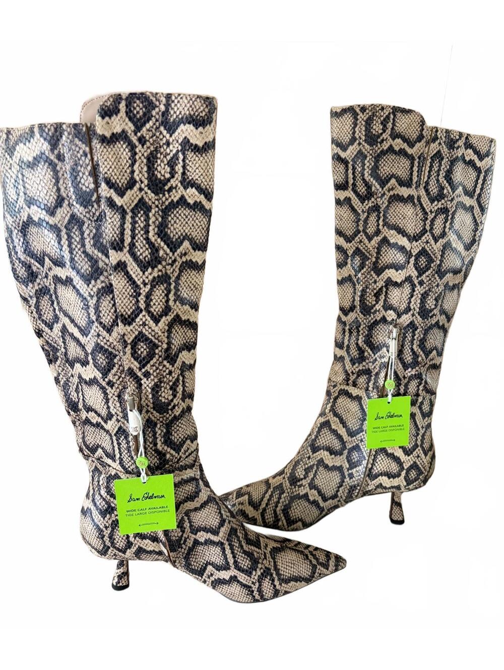 Sam Edelman Taylin Roccia Snake Print Wide Calf Knee High Boots Womens 8